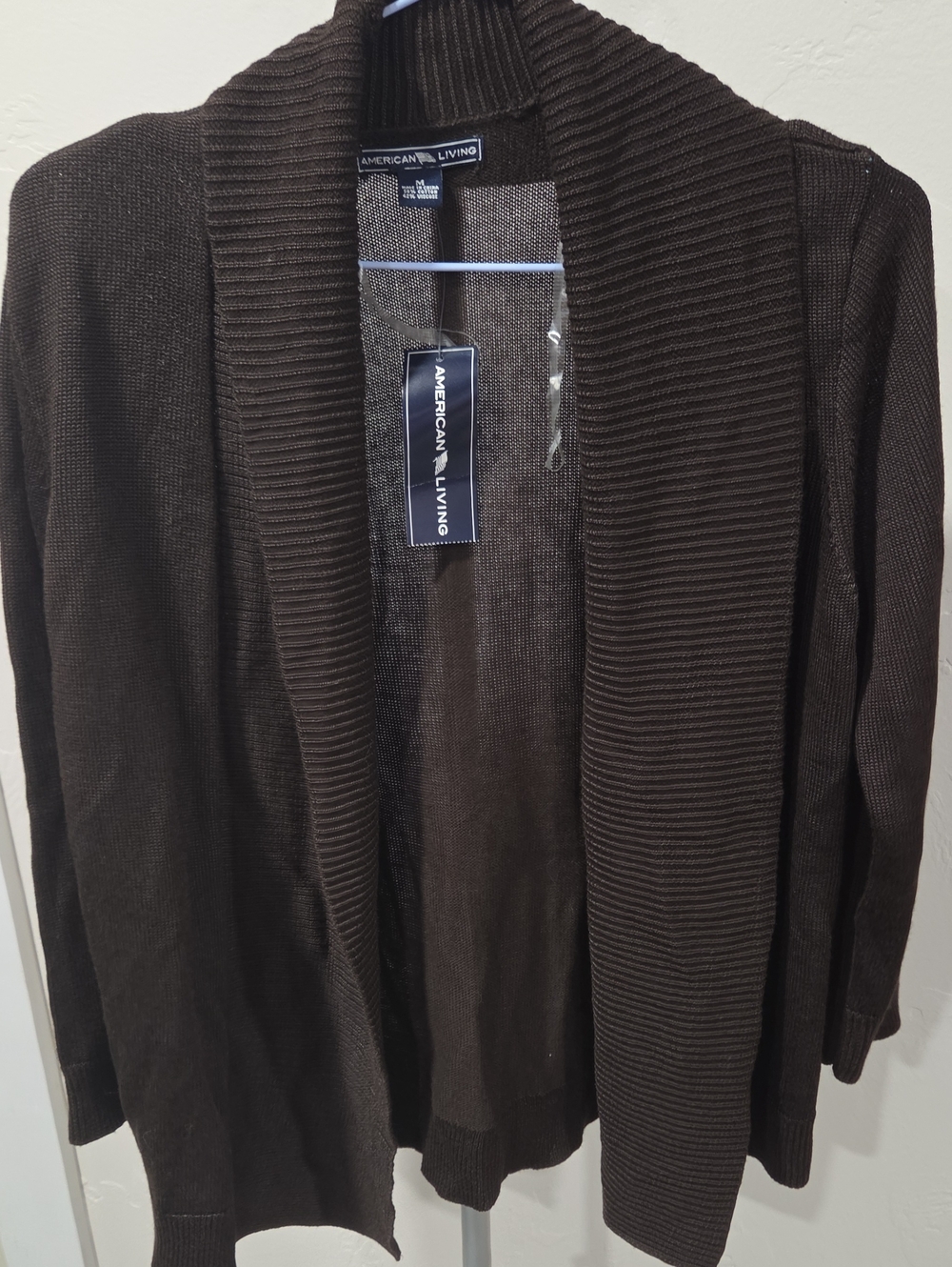 American Living Brown Shawl Collar Cardigan Sweater